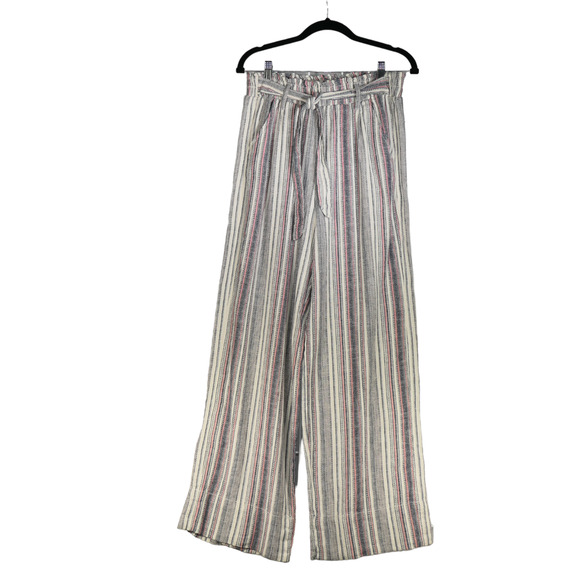 Knox Rose Pants Womens Medium Linen Blend Pull On High Rise Wide Leg Pockets - Picture 1 of 11